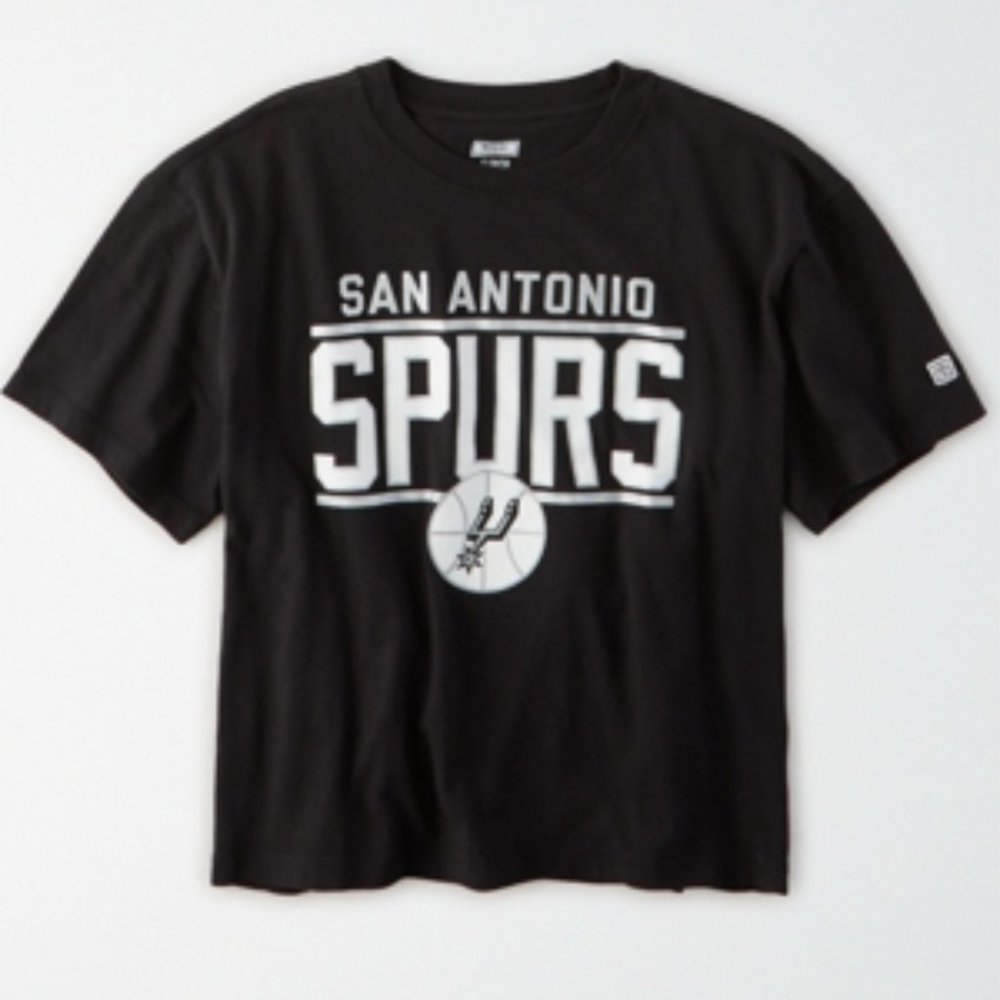 American Eagle Tailgate San Antonio Spurs Cropped T-Shirt in Black Women's M